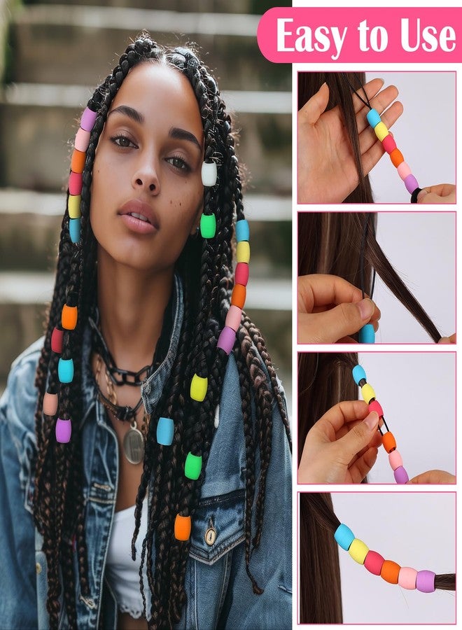Youdaju 100 Pcs Large Silicone Hair Beads for Women Soft Colorful Pony Beads Bulk Large Hair Beads for Women Mixed Beads Hair Accessories for Braids Loc Dreadlock Accessories Jewelry Making Kit - Image 3